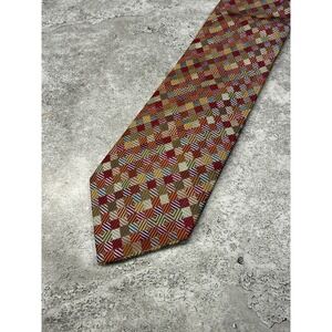 Peacock Silk Tie Mens One Size Multicolor Geometric Made In China Necktie